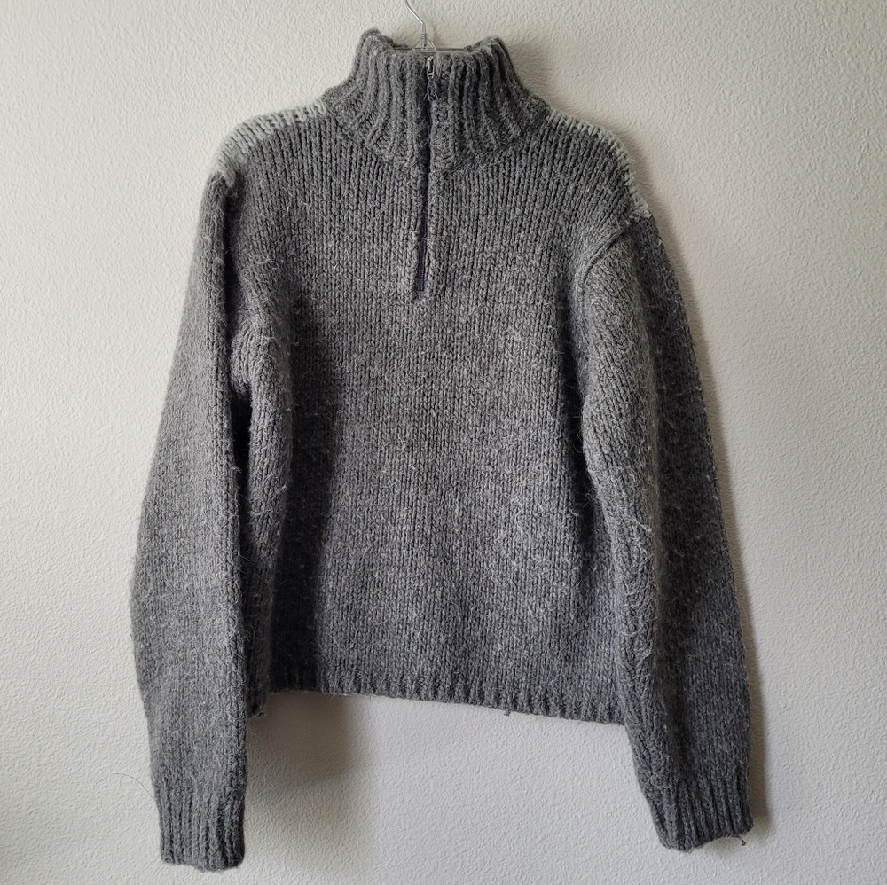Nike Swoosh Wool Alpaca Blend Sweater Pullover Quarter Zip Turtleneck Made Italy
